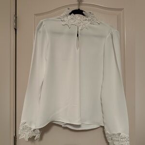 Zara White Lace Accent Blouse